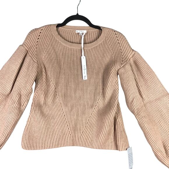 Nordstrom Women’s Small Camel Tan Cropped Pullover Sweater Balloon Sleeves NWT - Picture 14 of 14